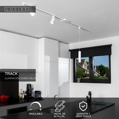 Lucide TRACK Set inicio - Sistema de carril monofásico / Iluminación con rieles - 2 metros - Blanco